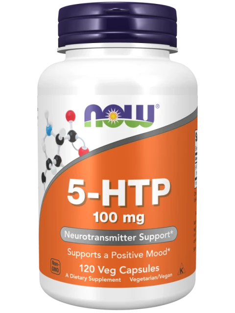 NOW 5-HTP, 100 mg, 120 rostlinných kapslí